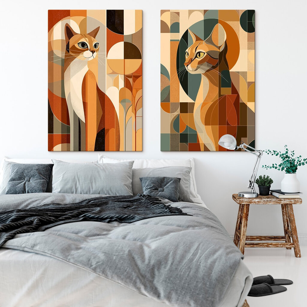 Two cats in different colors