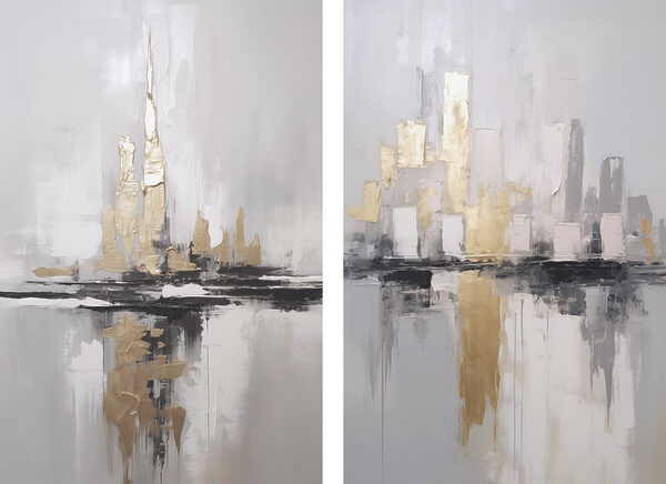 Painting of a city skyline