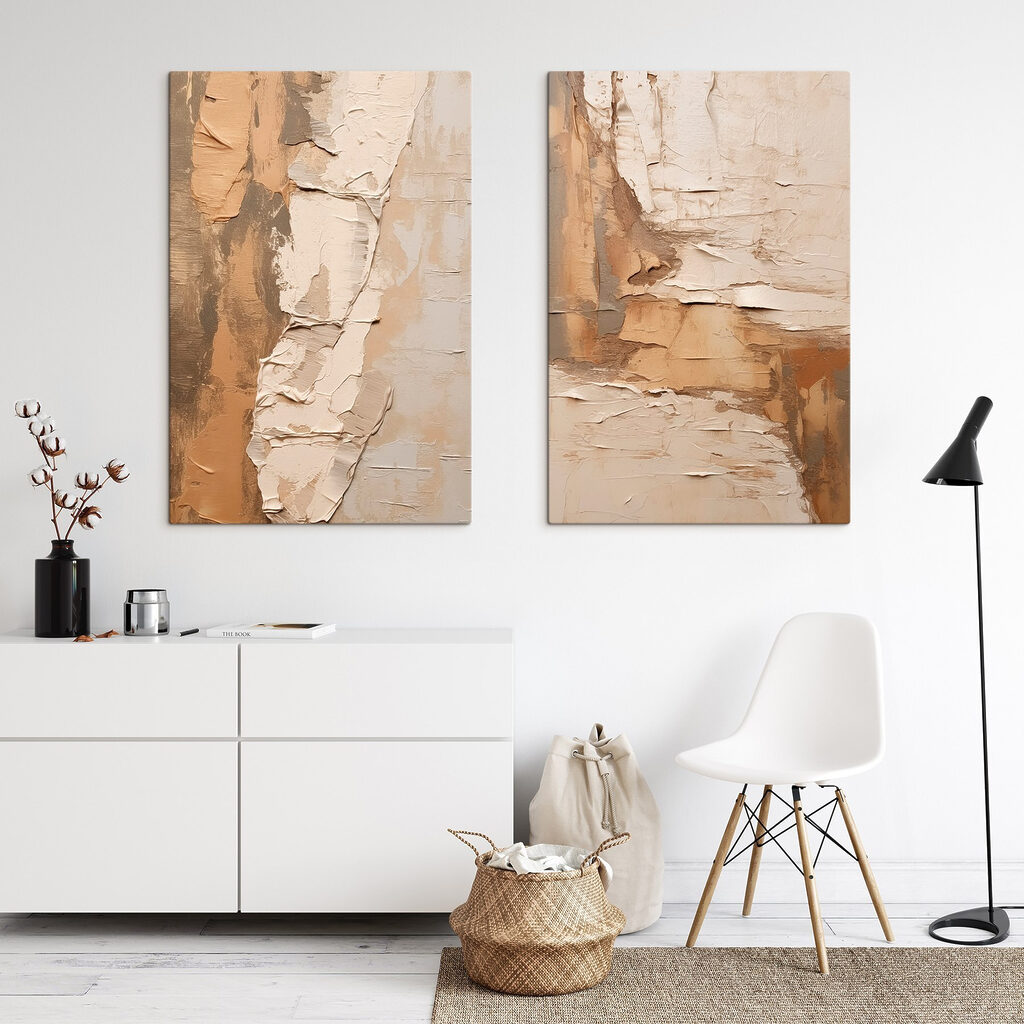 Textured layers in warm hues