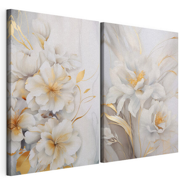 Tablou modular pe pânză Flori în nuanțe delicate și blânde