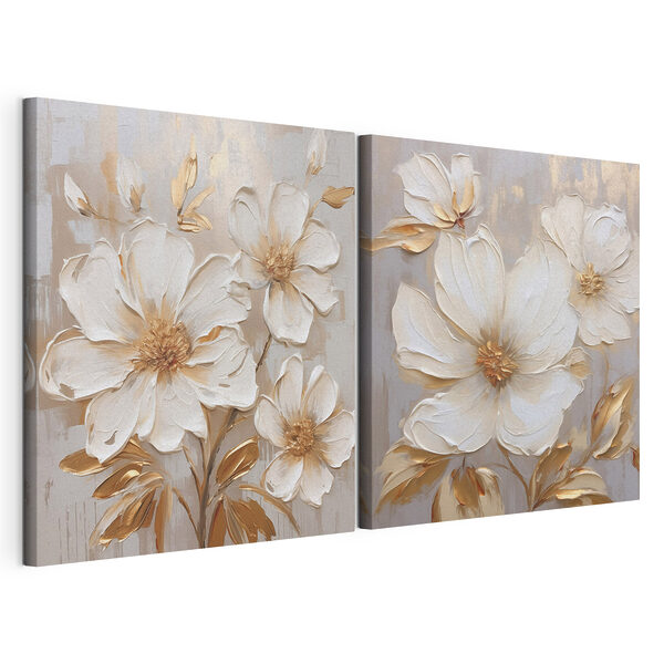 Tablou modular pe pânză Flori înflorite în nuanțe delicate