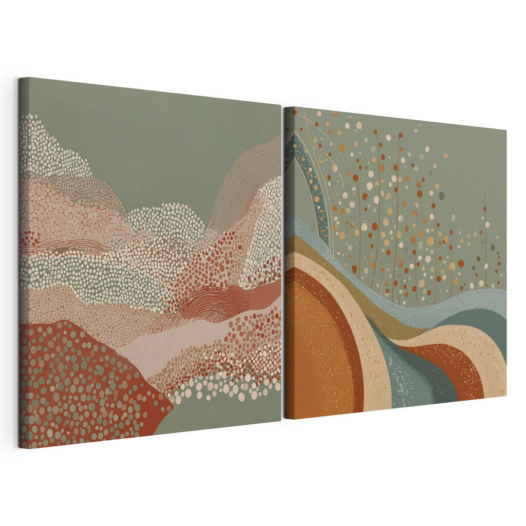 Two paintings of a landscape