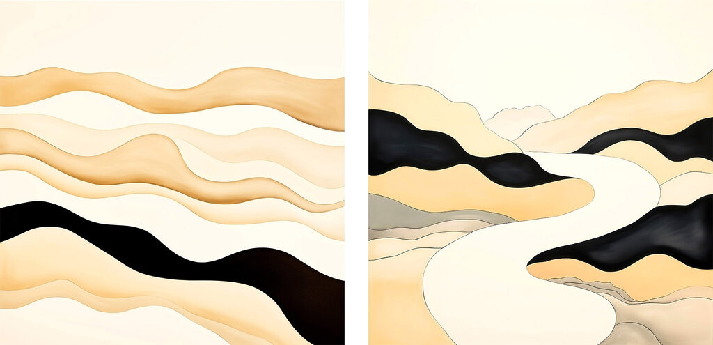Painting of a man in a desert