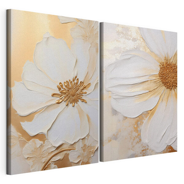 Tablou modular pe pânză - Un design elegant de decor de perete cu motive florale