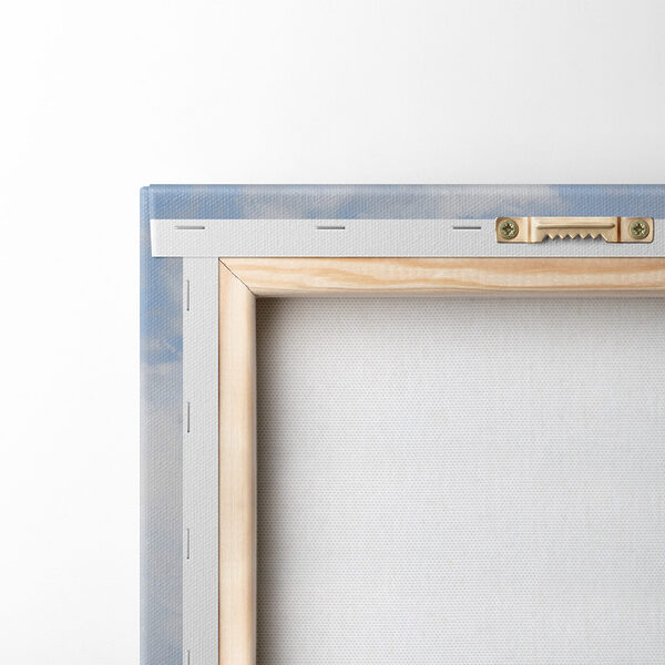 Painting of a landscape with a building and a field of flowers