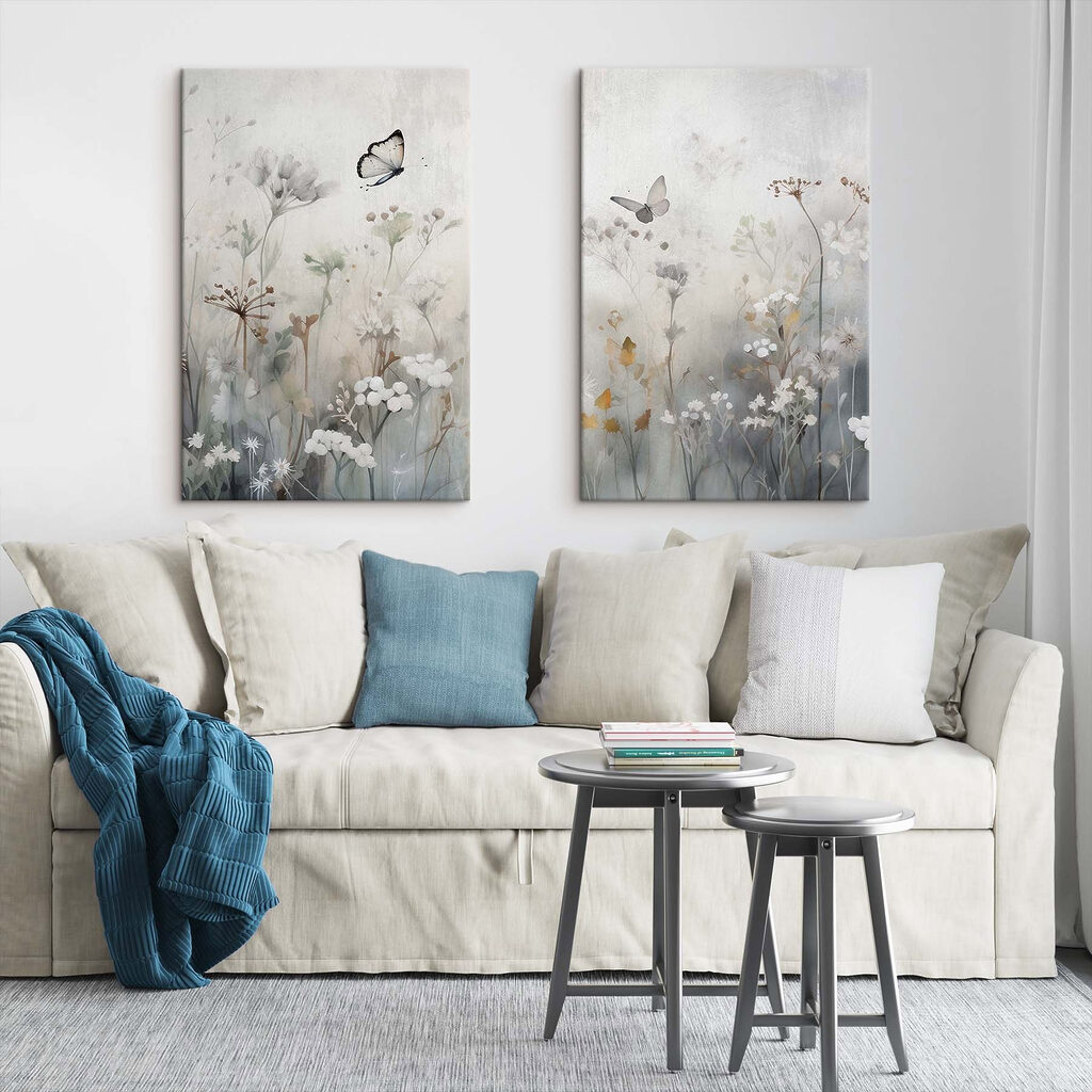 Painting of flowers and butterflies