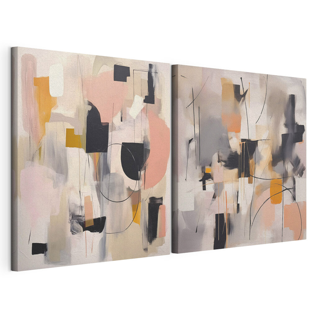 Two paintings of different colors