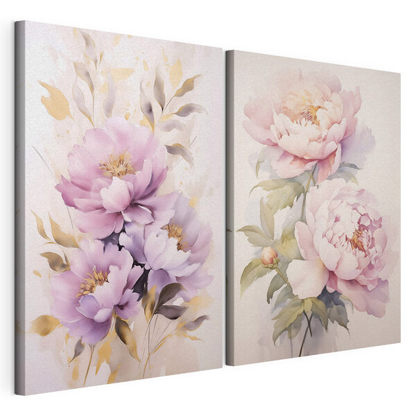 Tablou modular pe pânză Flori delicate în nuanțe delicate
