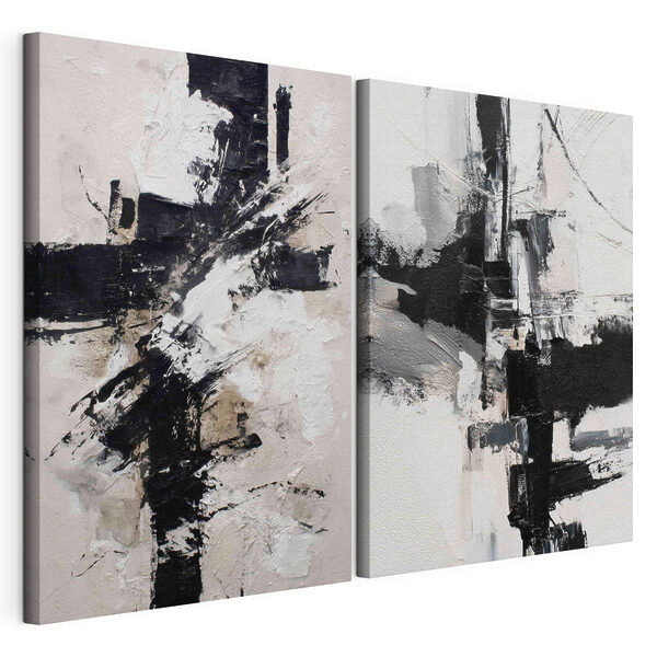 Tablou modular pe pânză Un joc abstract de contrast între alb și negru