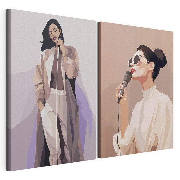Woman singing into a microphone
