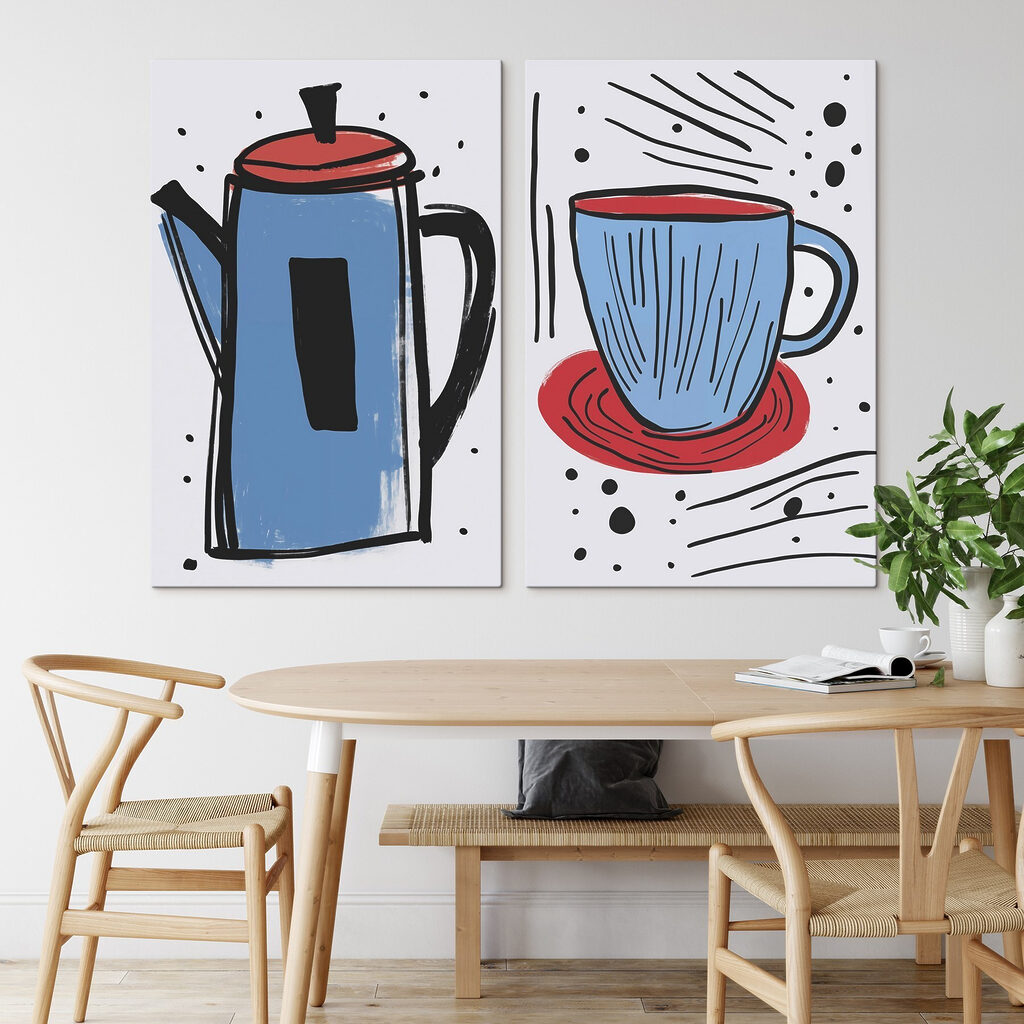 Drawing of a coffee pot and a cup