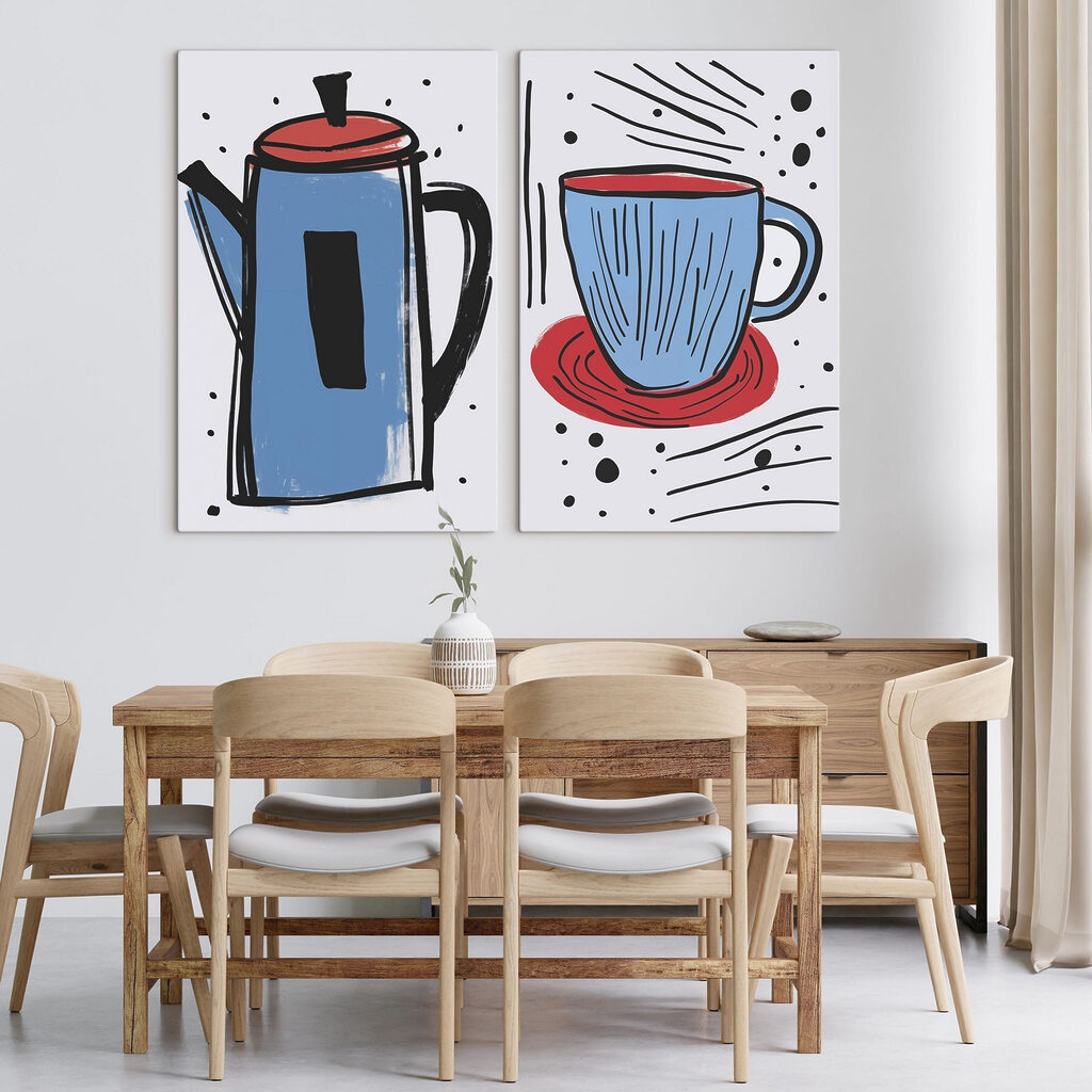 Drawing of a coffee pot and a cup