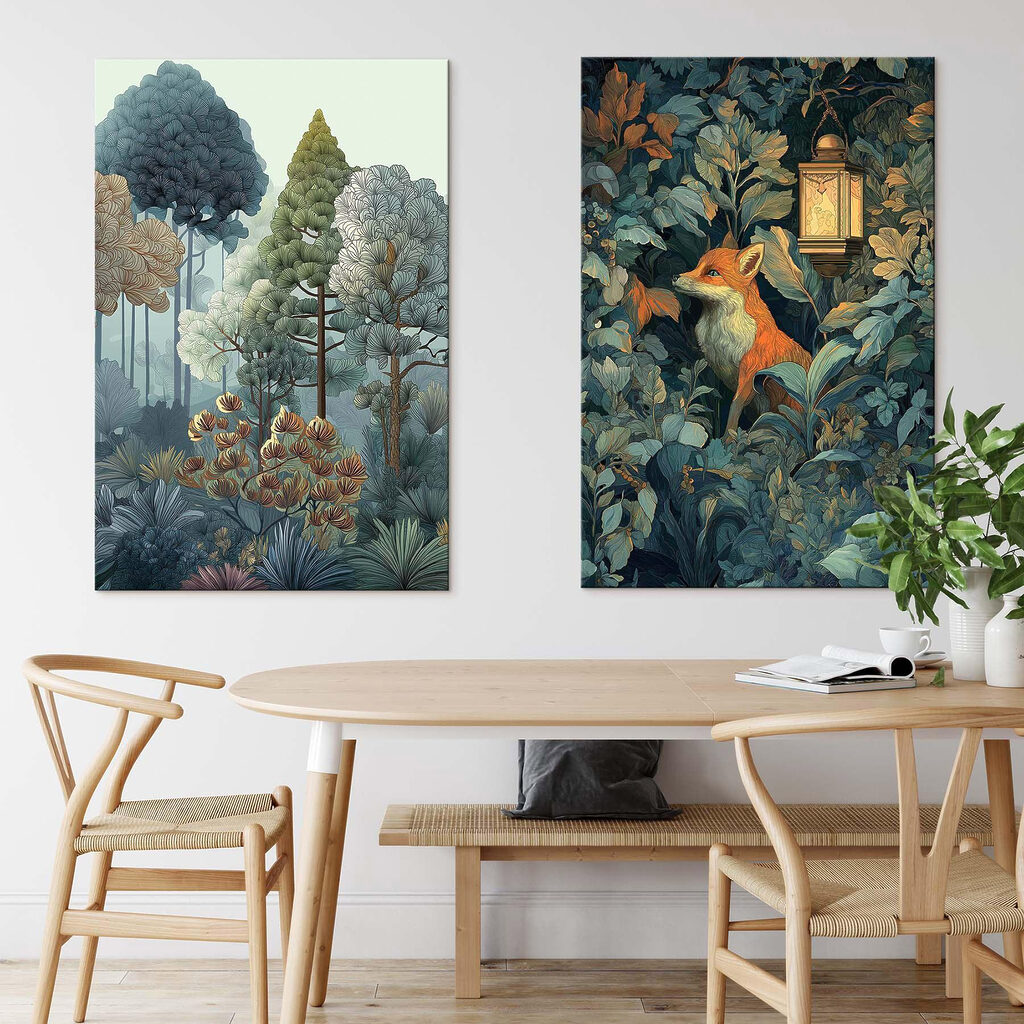 Collage of a fox in the woods