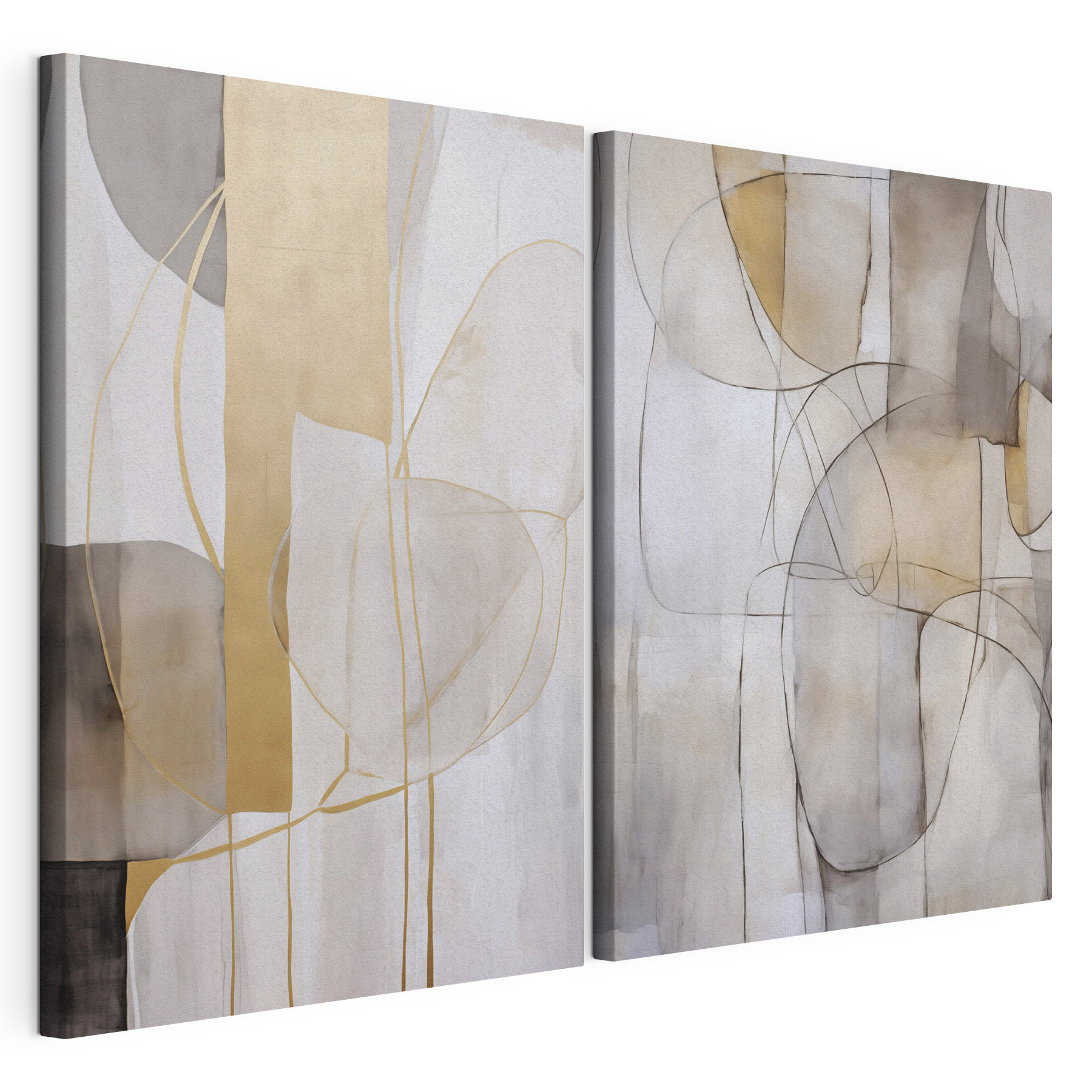 Two paintings of different shapes and colors