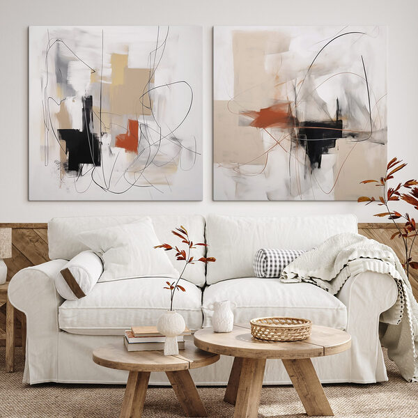 Two paintings of different colors