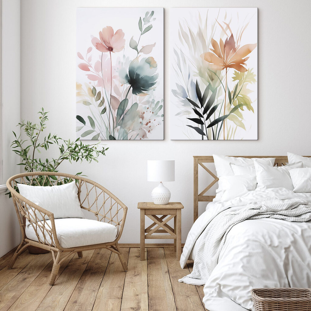 Painting of flowers and leaves