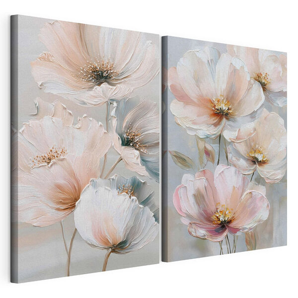 Tablou modular pe pânză Flori delicate în nuanțe pastelate delicate