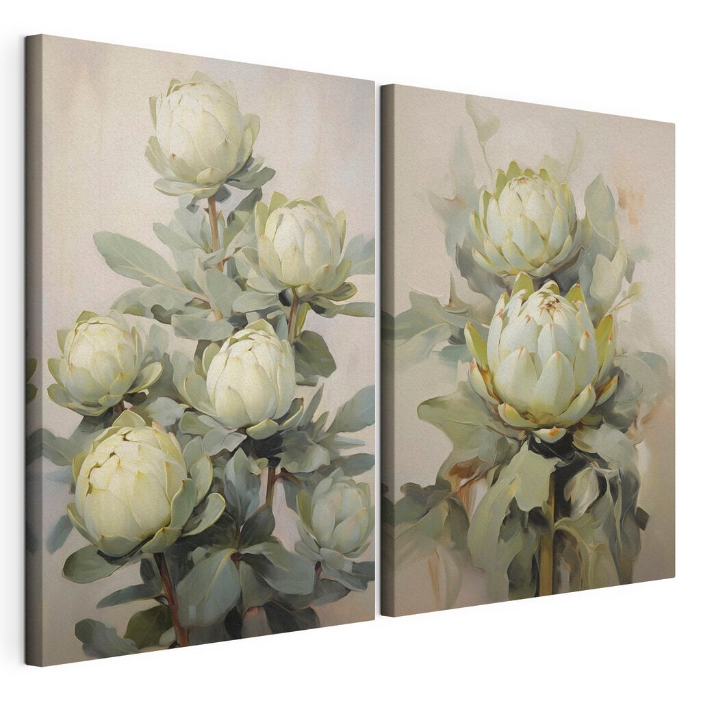 Painting of flowers on a plant