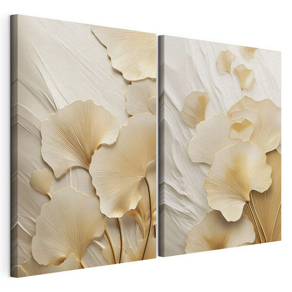 Tablou modular pe pânză Frunze delicate în nuanțe delicate