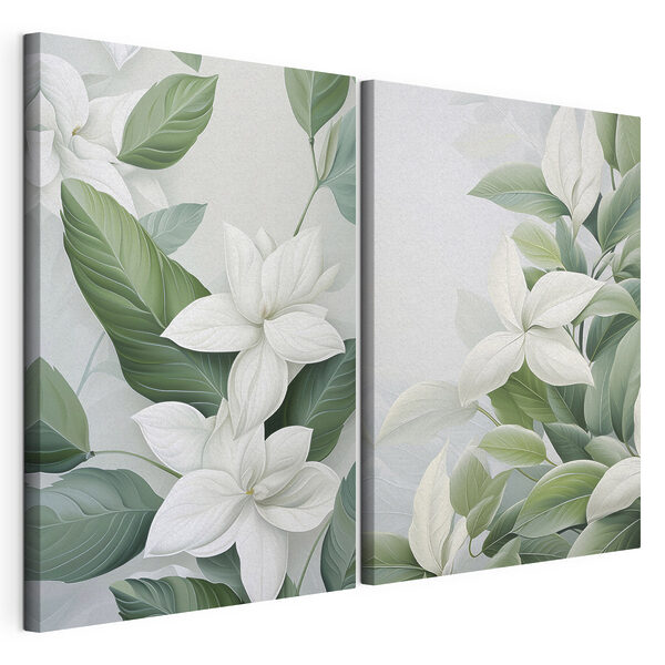 Tablou modular pe pânză - Eleganță botanică serenă în nuanțe delicate
