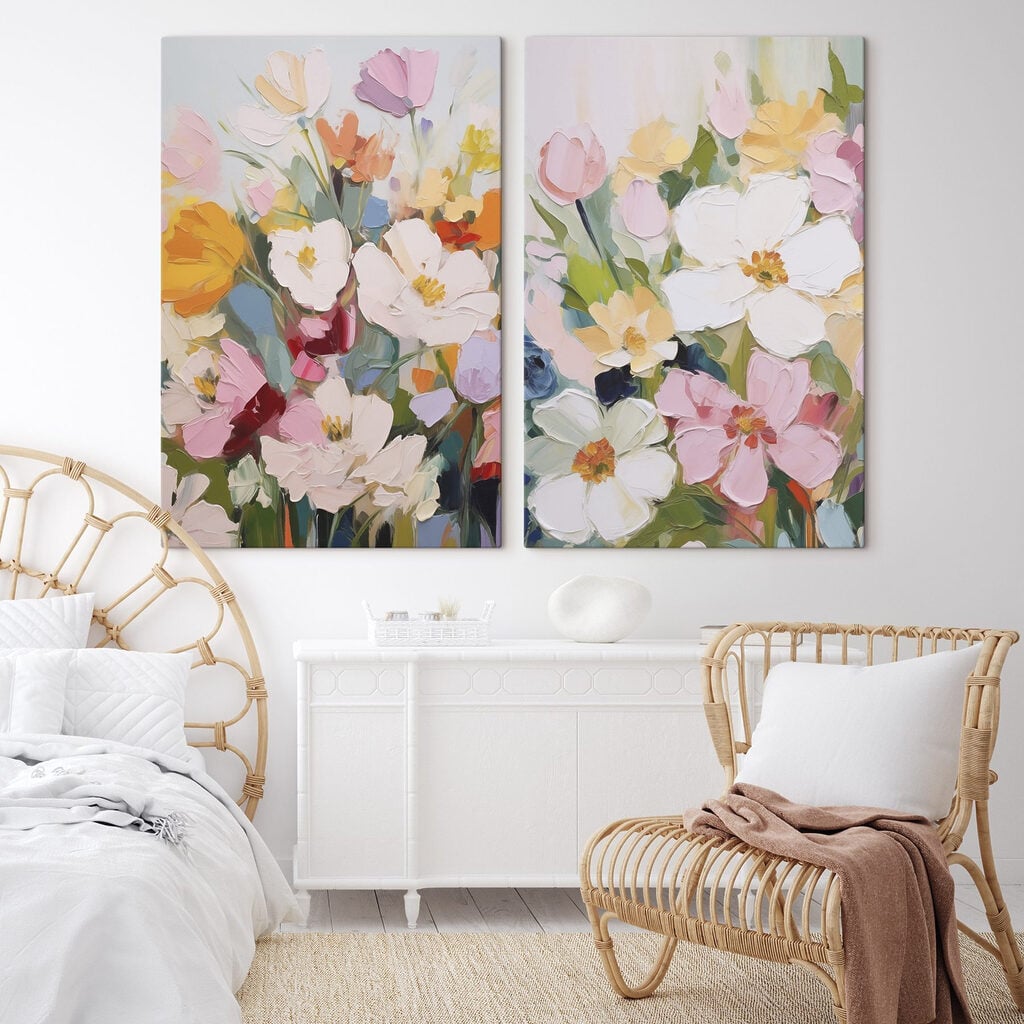 Painting of flowers on canvas