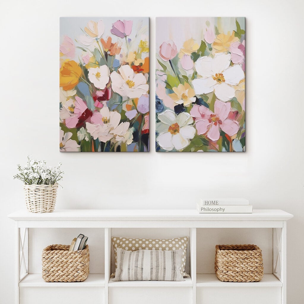 Painting of flowers on canvas