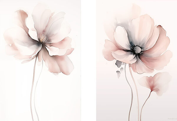 Painting of flowers on a white surface
