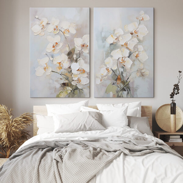 Painting of flowers on a grey background