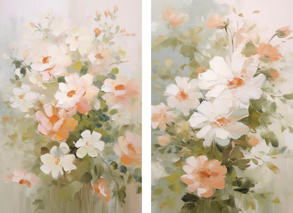 Painting of flowers on canvas