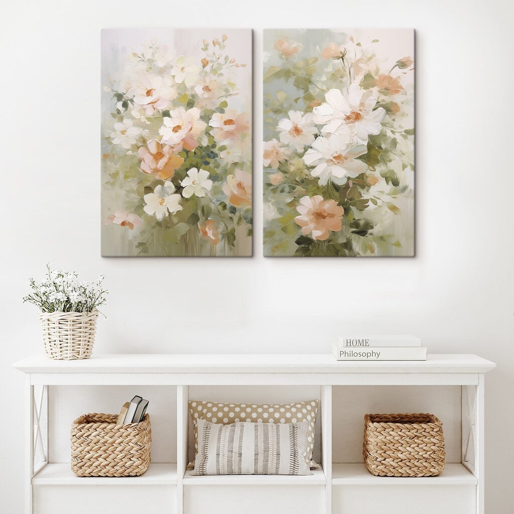 Painting of flowers on canvas