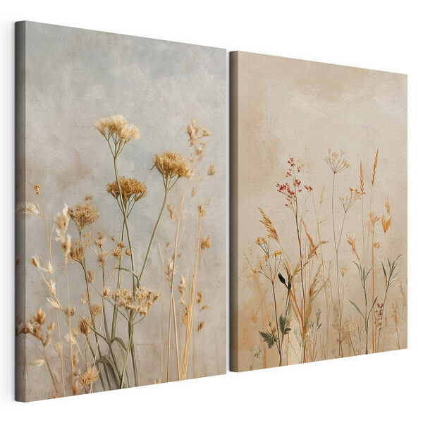 Tablou modular pe pânză Flori delicate în nuanțe delicate