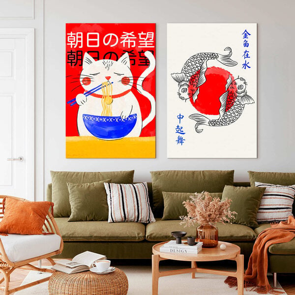 Cat and fish drawing