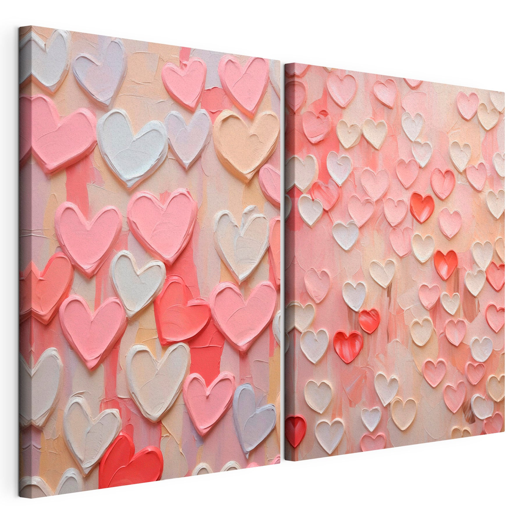 Collage of pink and white hearts