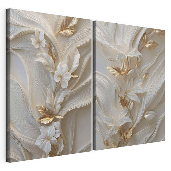 Tablou modular pe pânză Un design floral elegant, în nuanțe delicate