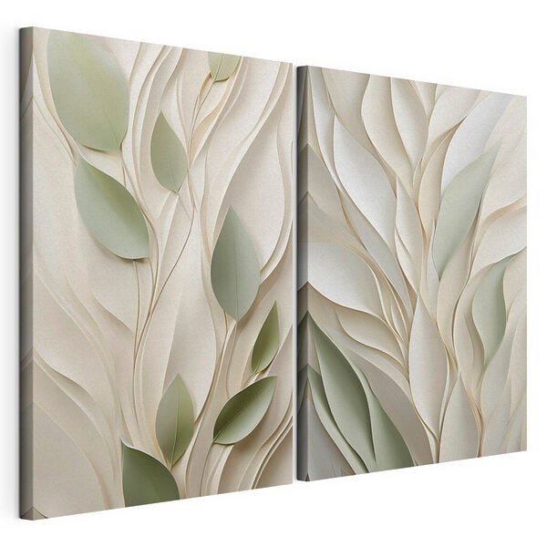 Tablou modular pe pânză Motive inspirate din natură, în nuanțe delicate