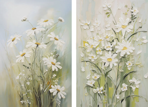 Painting of flowers on canvas