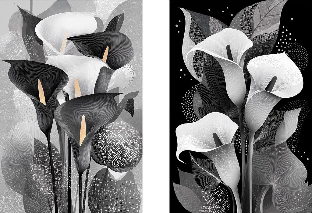 Delicate blooms in monochrome elegance