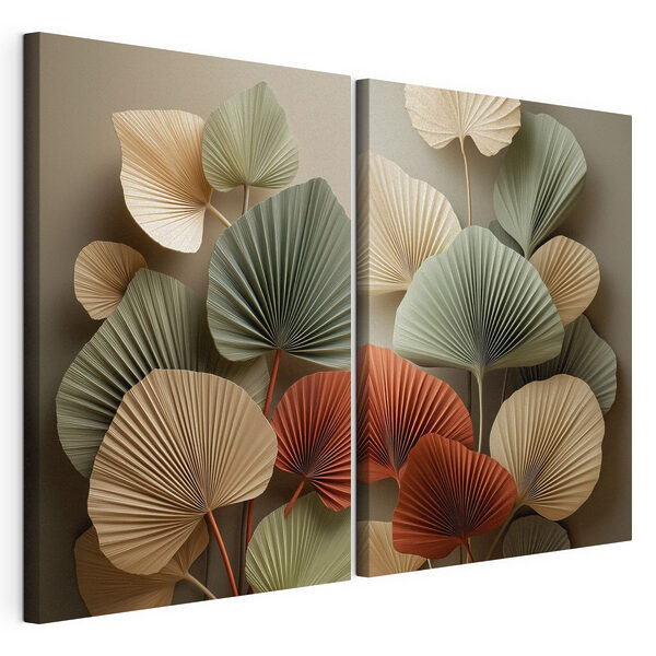 Tablou modular pe pânză Aranjament decorativ cu frunze, inspirat din natură