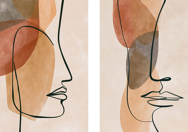 - Abstract profiles in soft hues