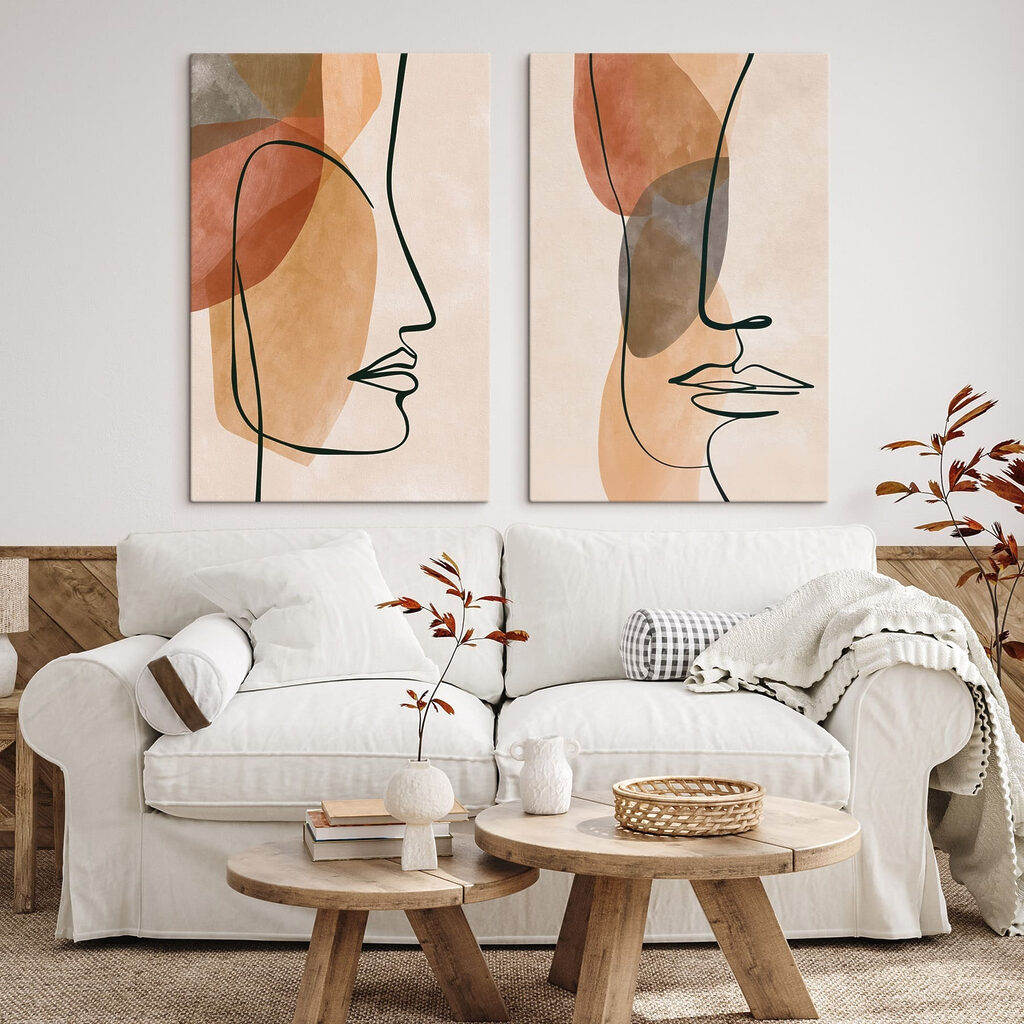 - Abstract profiles in soft hues