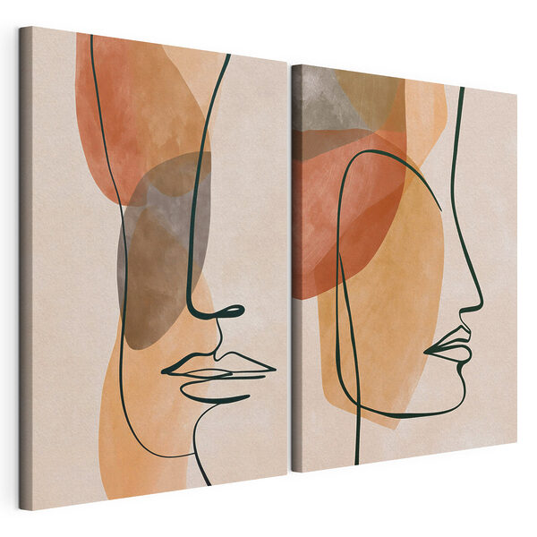 Tablou modular pe pânză - Profile abstracte în nuanțe delicate