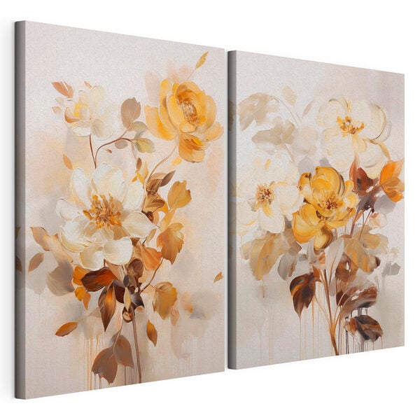 Tablou modular pe pânză Pictură cu flori pe o suprafață albă