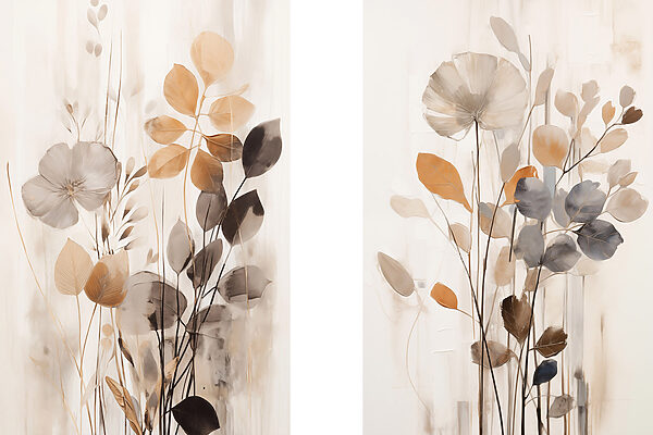 Painting of flowers and leaves