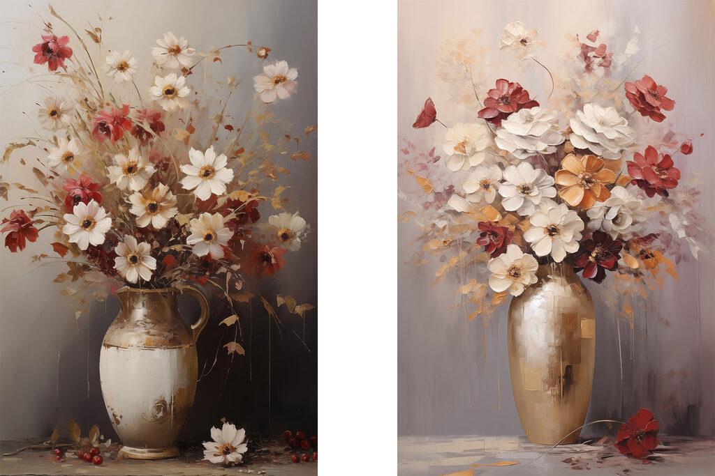 Painting of flowers in a vase