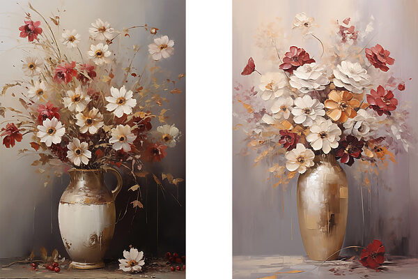 Painting of flowers in a vase