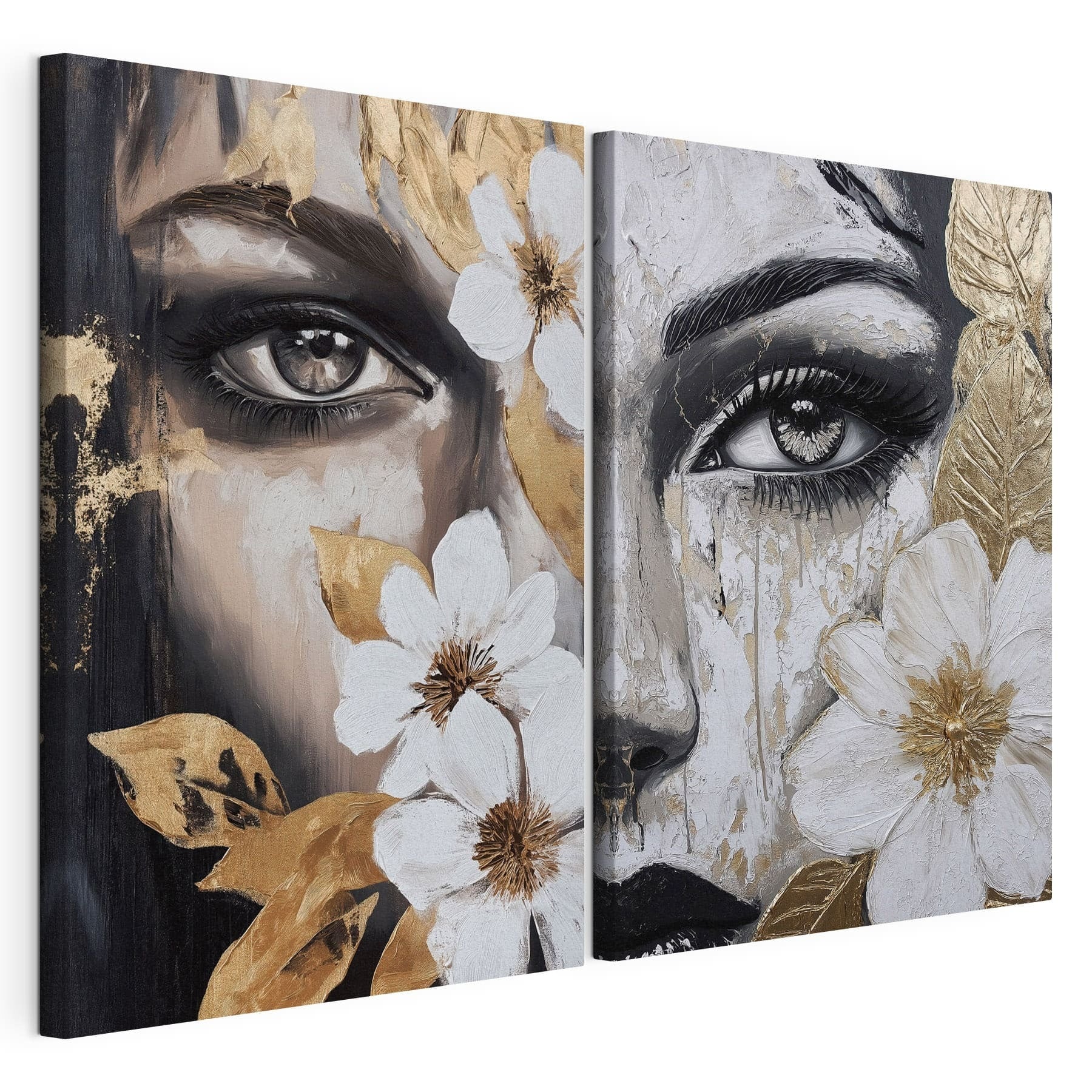 Painting of a woman's face with flowers