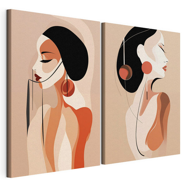 Woman with black hair and earrings