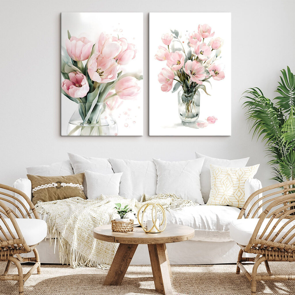 Couple of pink flowers in a vase