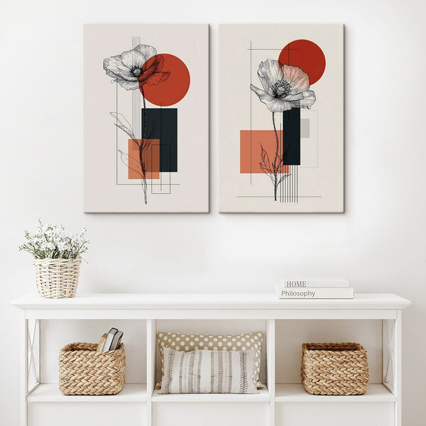 Collage of flowers and geometric shapes