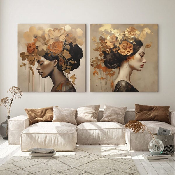 Painting of a woman with flowers in her hair